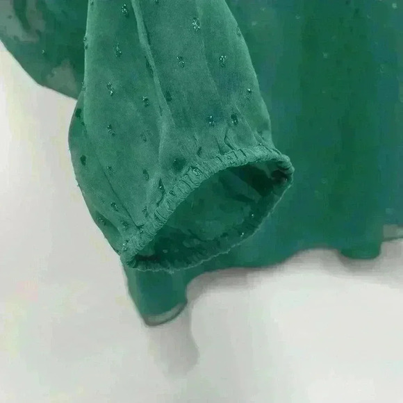 JCREW Point Sur Women’s Size Small Blouse With Camisole Green pin dot‎ chiffon - Picture 5 of 8